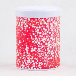 Boîte à thé rouge fleurs blanche 100gr